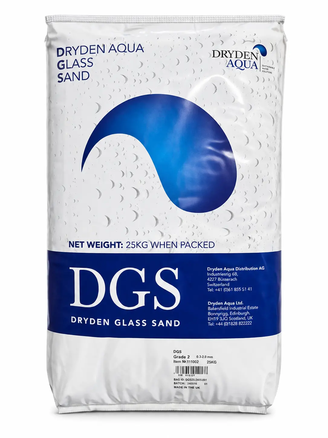 Dryden Glass Sand Grade 1, 0.3mm-1.0mm 25Kg